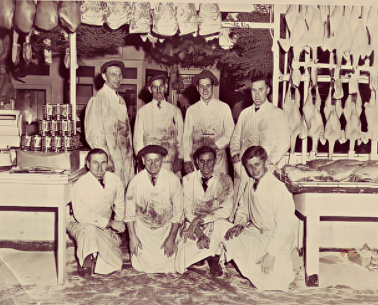 Macgregors butchers — vintage staff photo