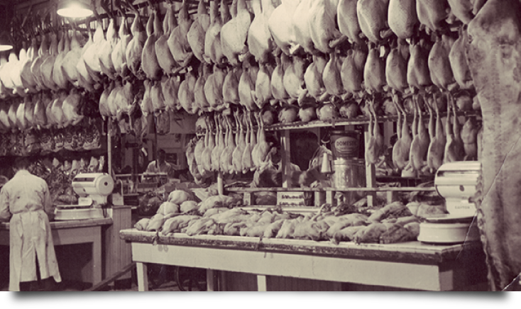 Vintage Macgregors shop with hanging meats